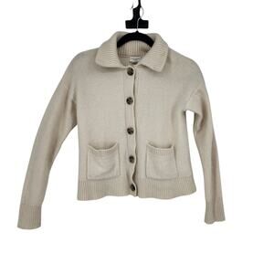 Club Monaco Cream Button-Up Wool Blend Cardigan Sweater